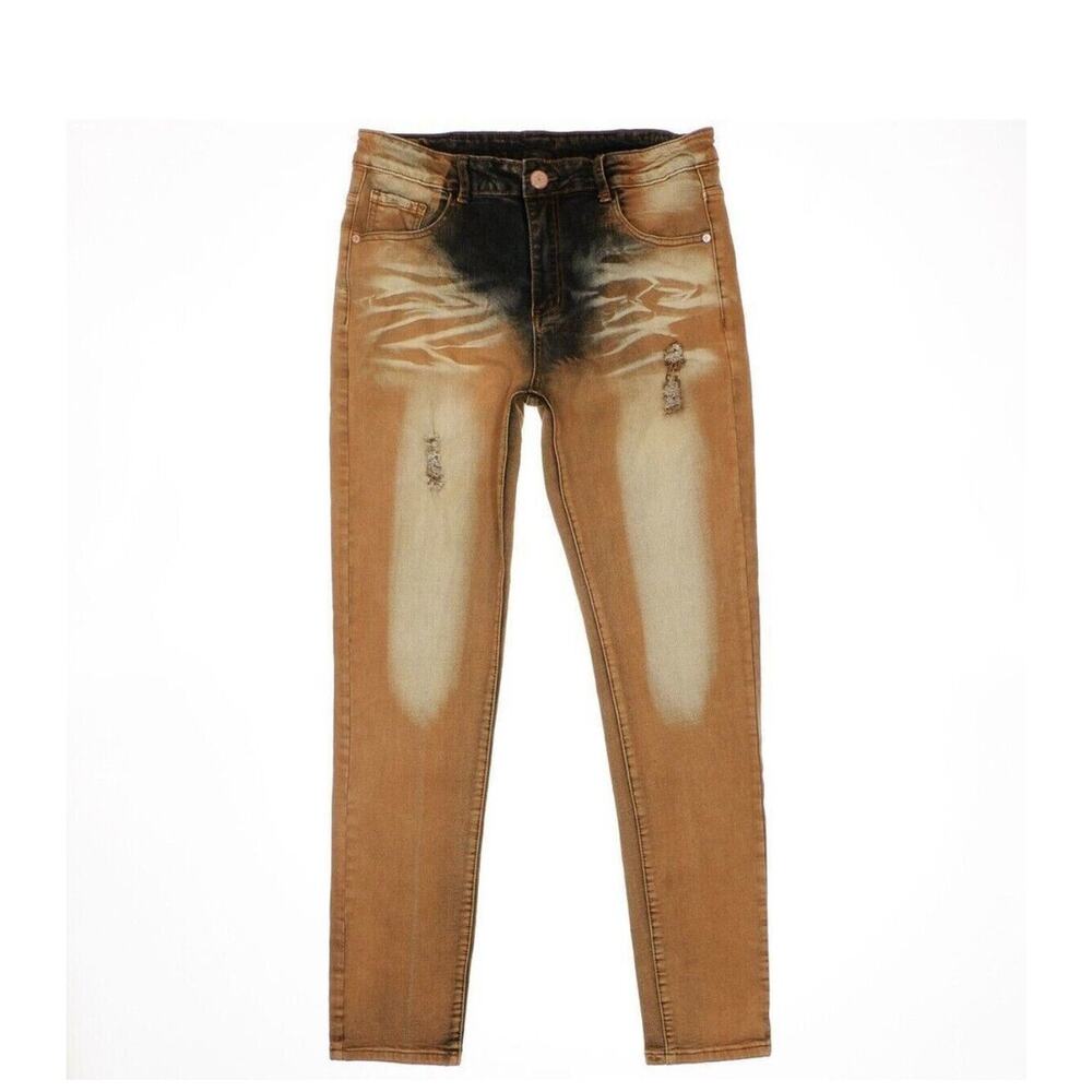 Mens Junbaoss Size 36 Actual Skinny Fit Distressed Stretch Jeans New W/Tags